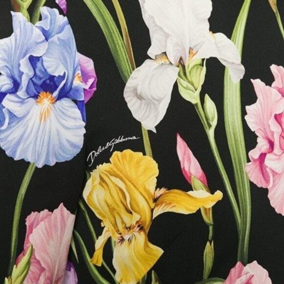 Dolce & Gabbana Iris Print Stretch Silk Midi Dress 38 2 - Picture 5 of 16